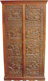 wooden almirah with kamasutra door